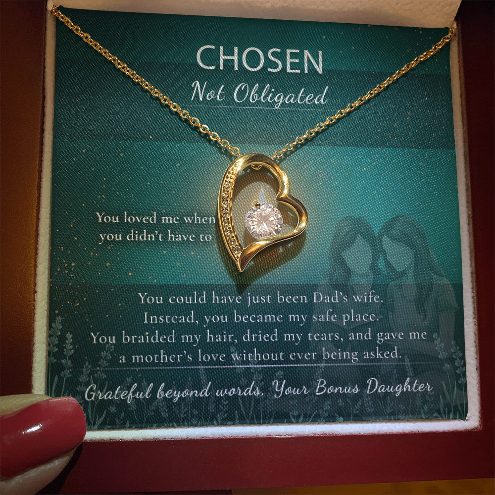 Step Mom Necklace Heartfelt Gift | Message Card | From Bonus Child Heart Pendant