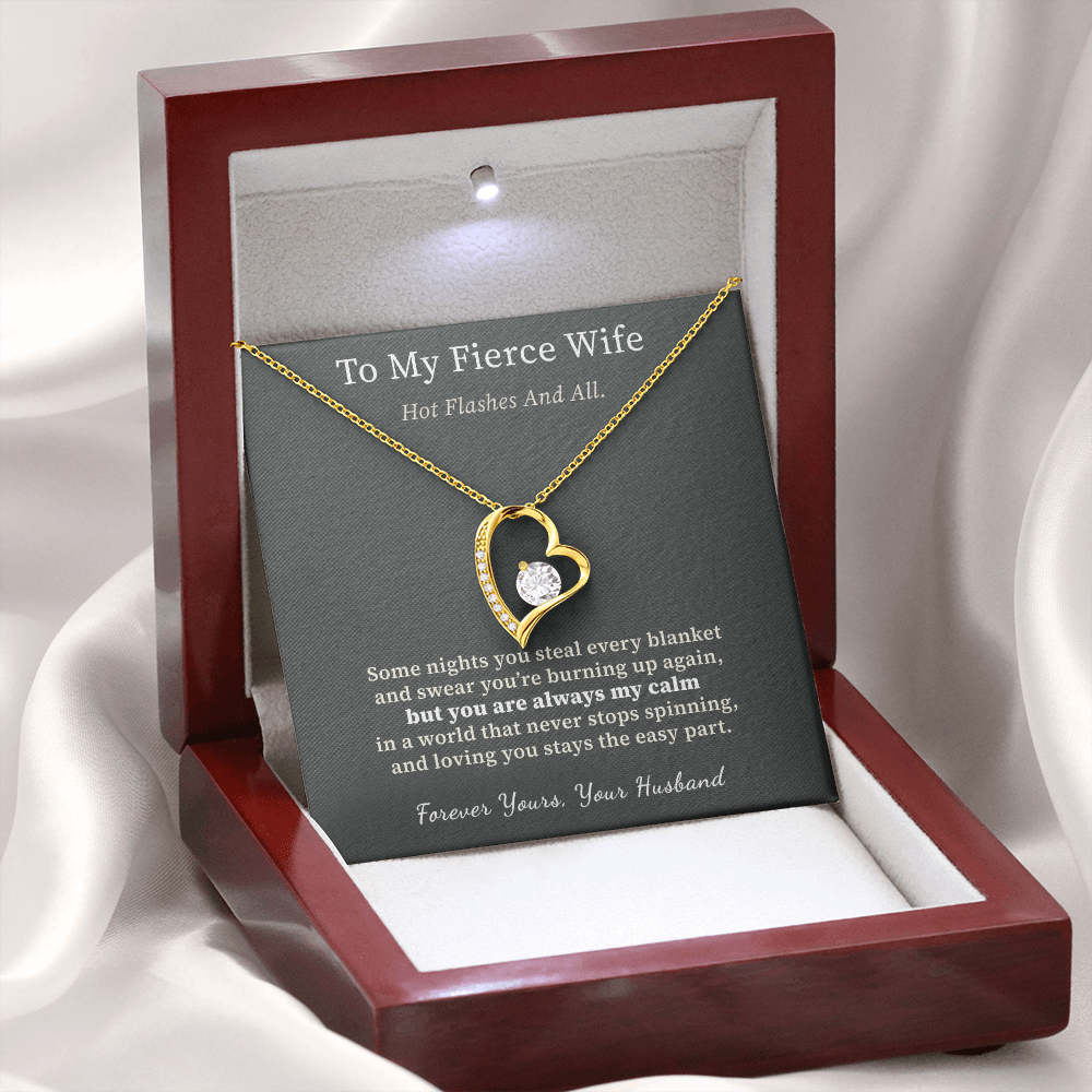 Wife Menopause Necklace Birthday Gift From Husband | Message Card | Heart Pendant Hot Flash Humor