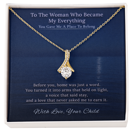 Adoption Mother Necklace Appreciation Gift | Message Card | Crystal Pendant Keepsake