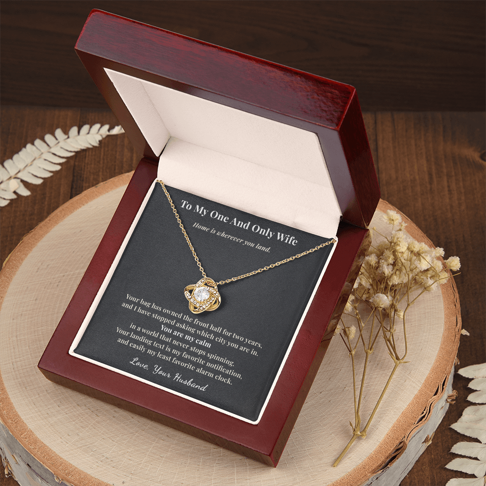 Flight Attendant Wife Necklace Romantic Gift From Husband | Message Card | Knot Pendant Keepsake