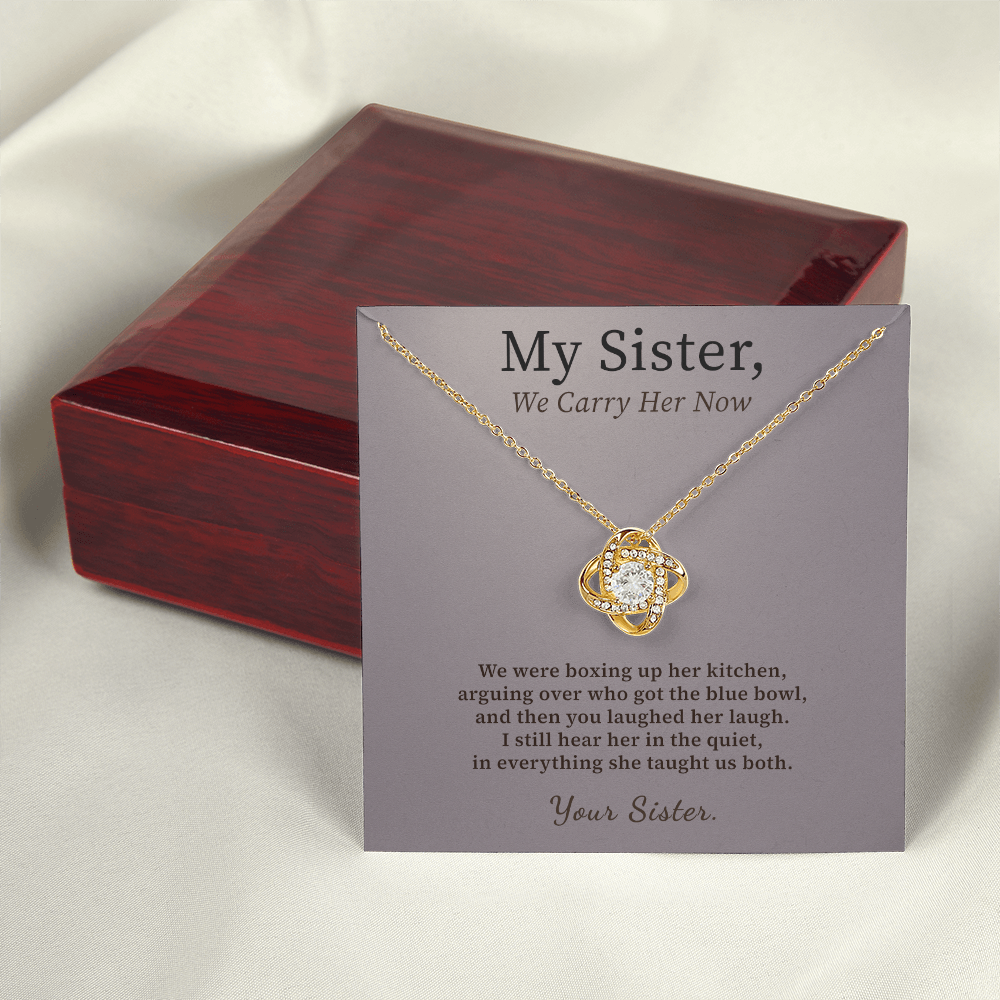Sister Who Lost Mom Necklace Sentimental Gift | Message Card | Knot Pendant From Sister