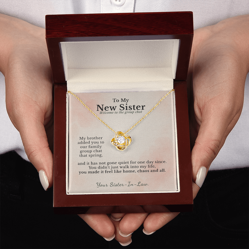 Sister In Law Necklace Welcome To Family Gift | Message Card | Knot Pendant Keepsake