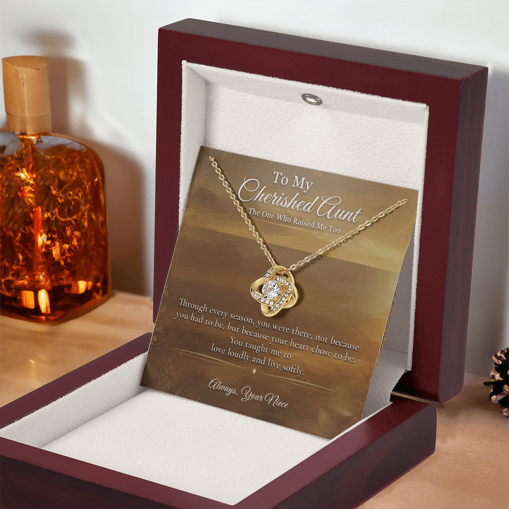 Aunt Necklace Appreciation Gift | You Mean More Than You Know | Message Card Knot Pendant