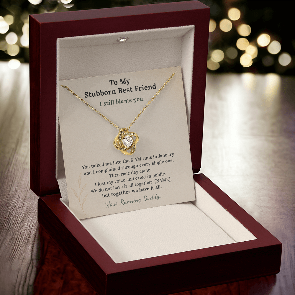 Marathon Finisher Necklace Gift From Running Buddy | Message Card | Knot Pendant Best Friend