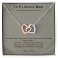 Veteran Mom Necklace Appreciation Gift From Son | Message Card | Two Hearts Pendant