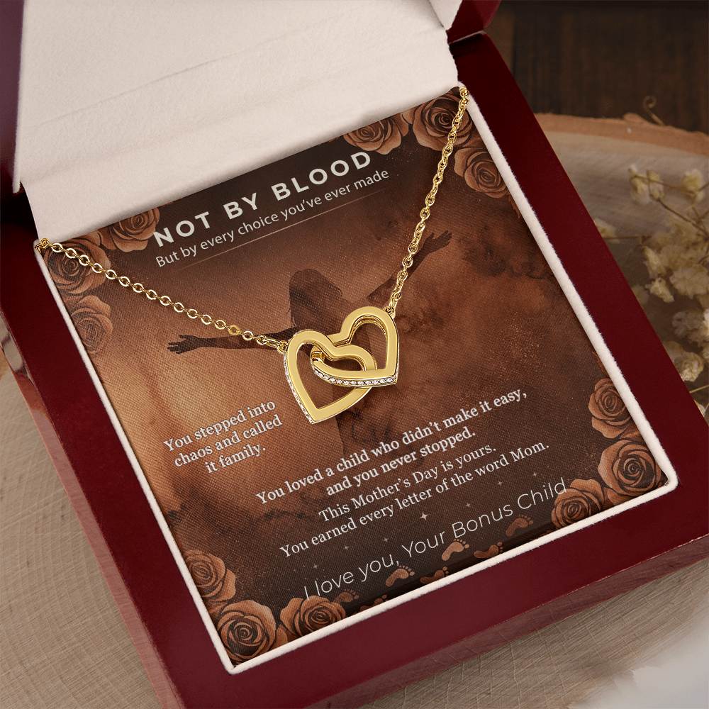 Step Mom Necklace Meaningful Gift | Message Card | New Family Two Hearts Pendant