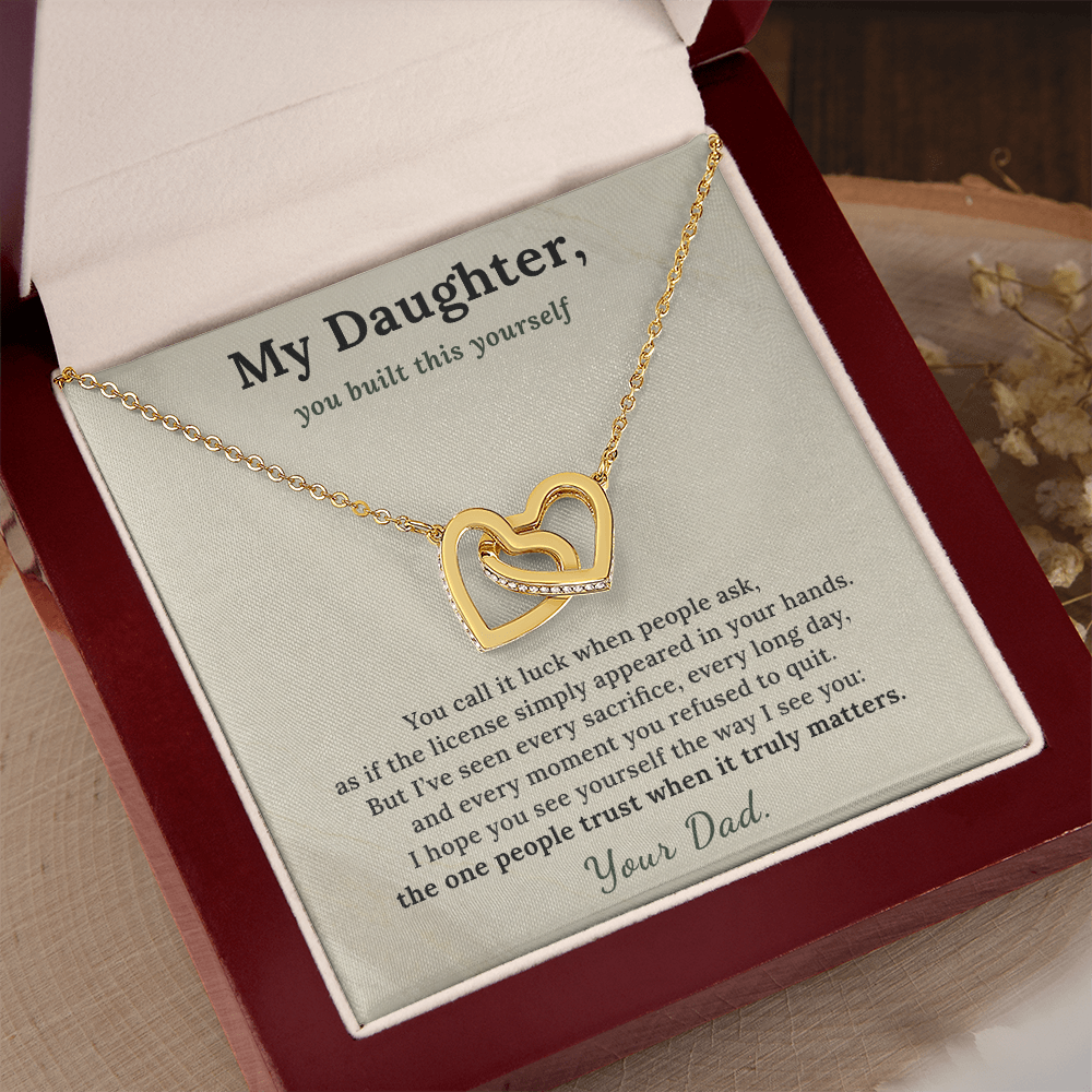 Electrician Daughter Necklace Graduation Gift From Dad | Message Card | Two Hearts Pendant