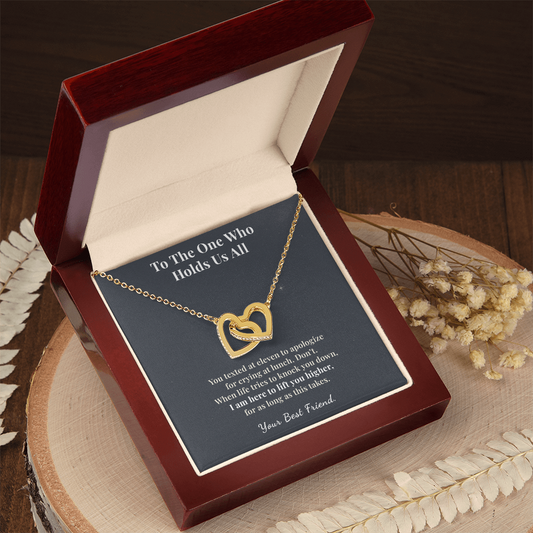 Best Friend Necklace Mother Loss Gift From Friend | Message Card | Two Hearts Pendant