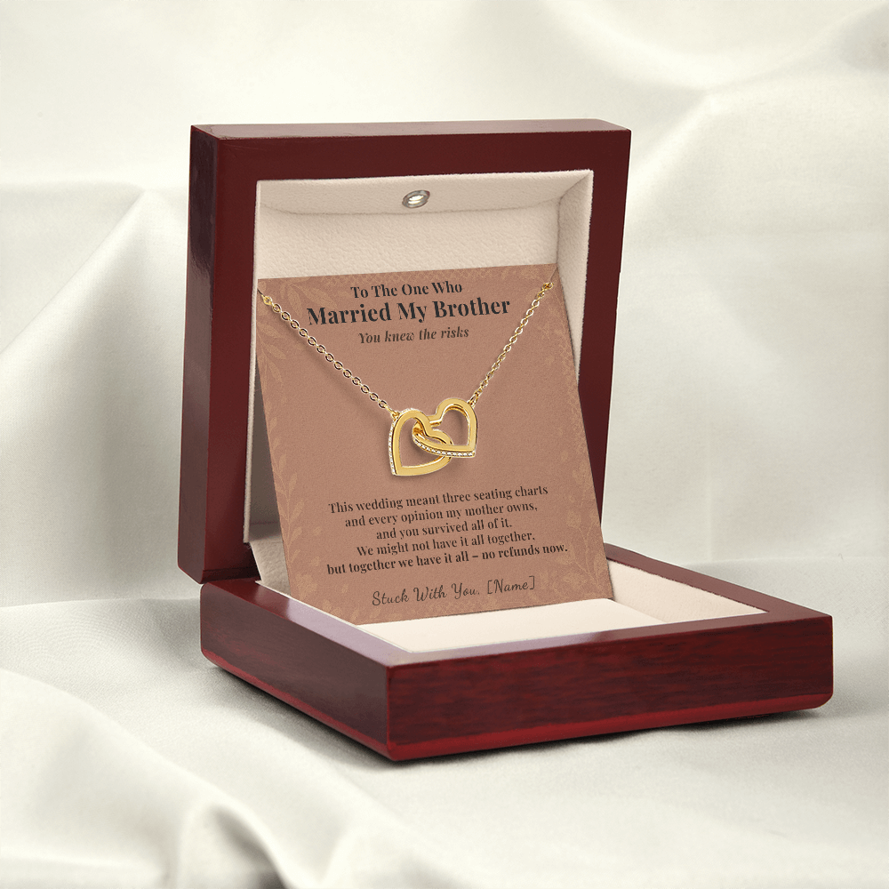 Bride Necklace Welcome Gift From Sister In Law | Message Card | Two Hearts Pendant