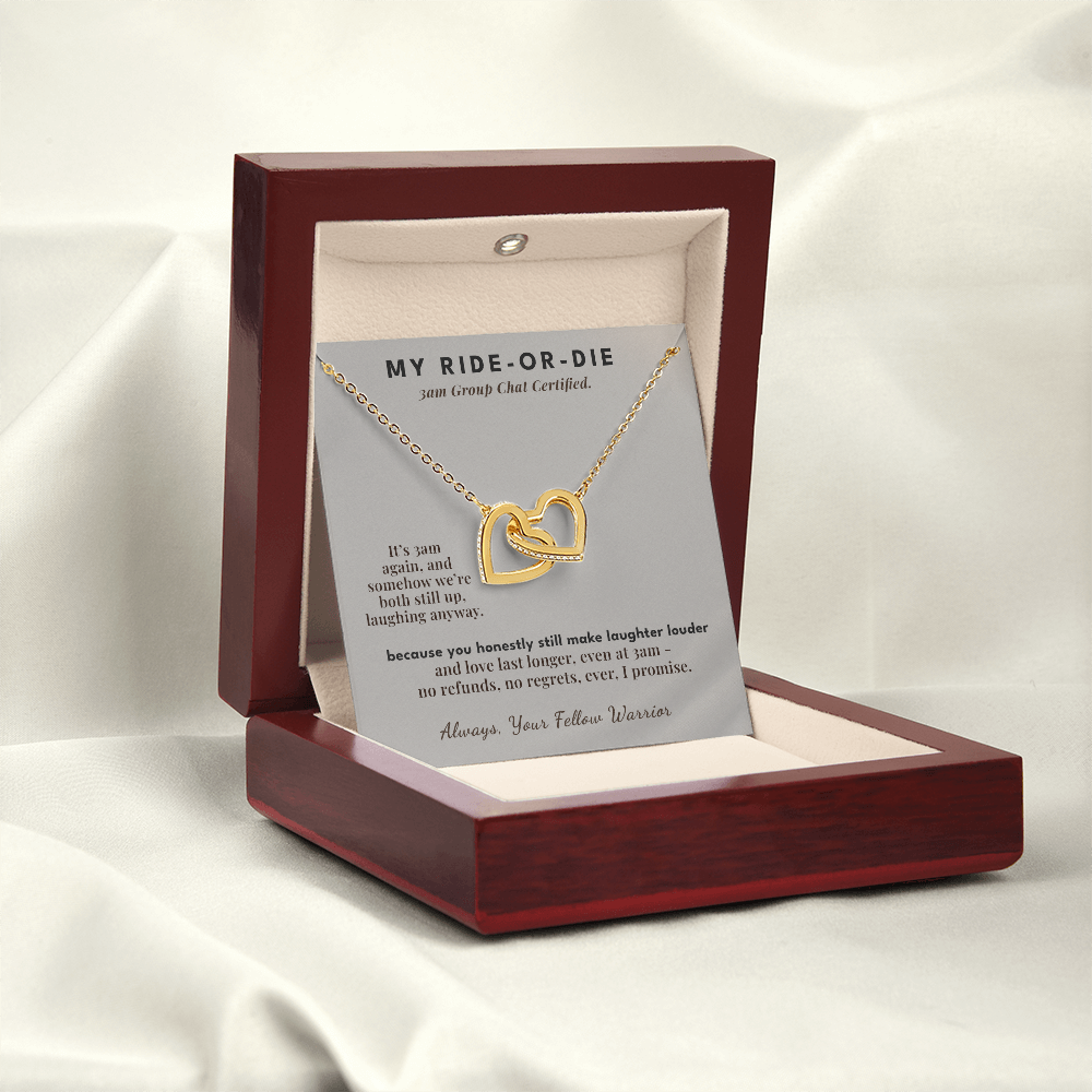 Bestie Menopause Necklace Birthday Gift From Friend | Message Card | Two Hearts Midlife Humor
