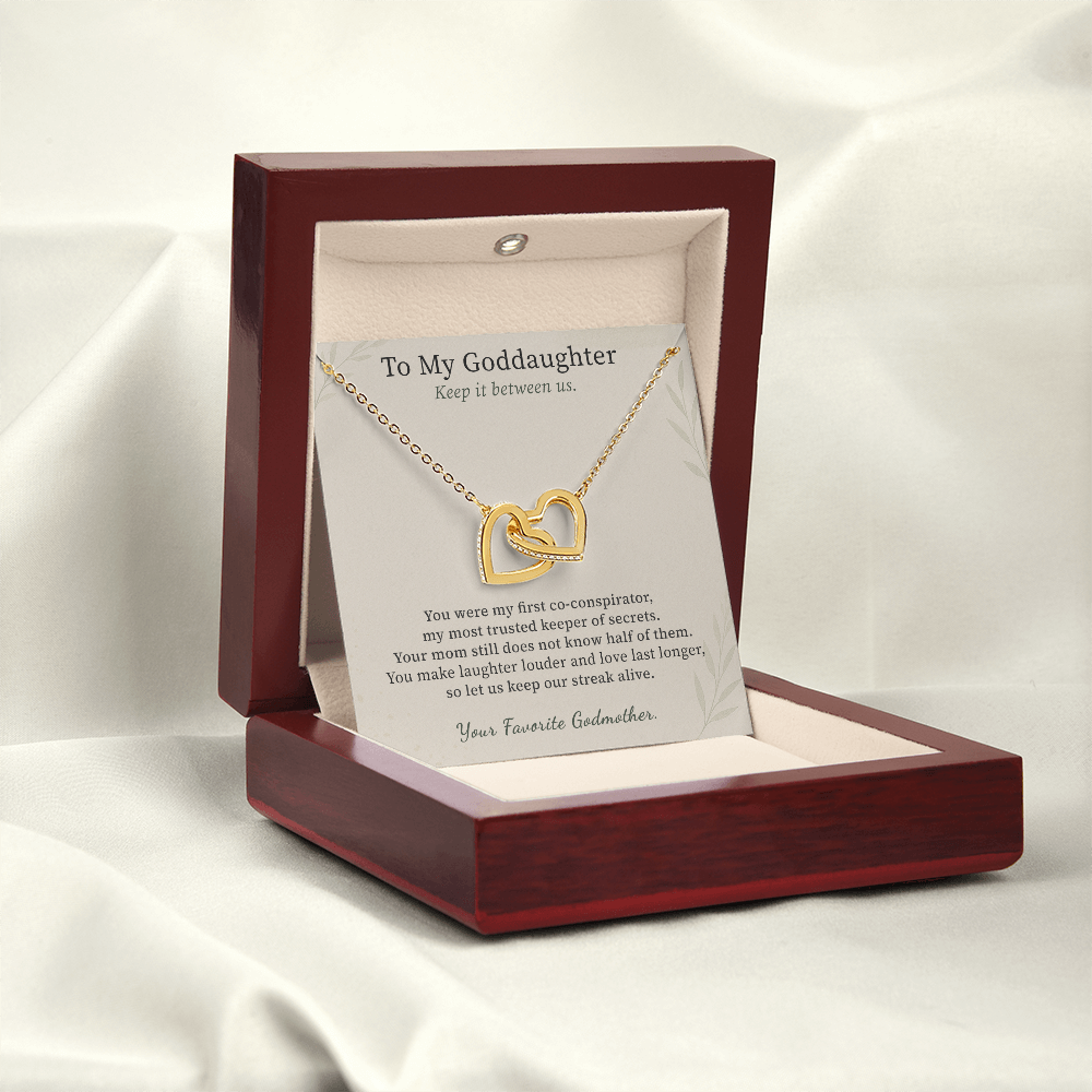 Sweet Goddaughter Necklace Graduation Gift From Fairy Godmother | Message Card | Two Hearts