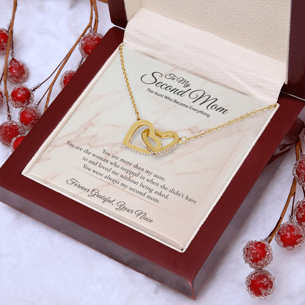 Auntie Necklace Gift From Niece | Our Bond Is Unmatched | Message Card Two Hearts Pendant