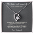 Woman Veteran Wife Necklace Appreciation Gift From Husband | Message Card | Heart Pendant