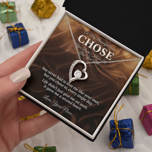 Aunt Necklace Second Mom Gift | Like A Mom To Me | Message Card Heart Pendant