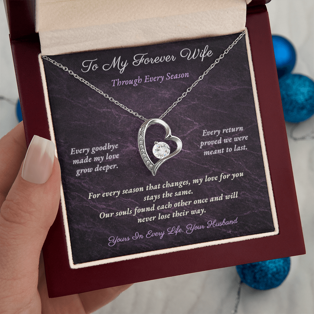 Forever Love Necklace for Military Wife Gift | Message Card | Romantic Heart Jewelry