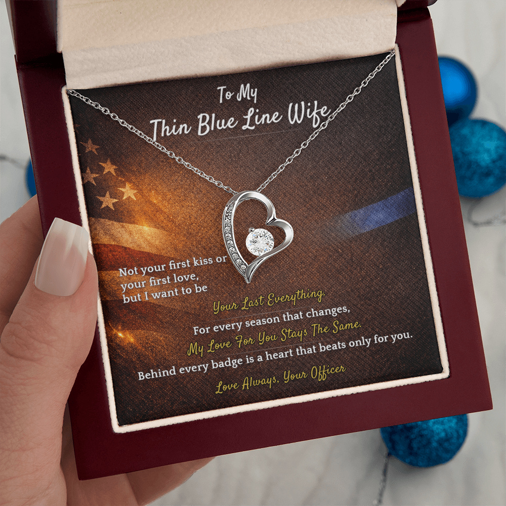 Forever Love Necklace for Police Wife Homecoming Gift | Message Card | Deployment