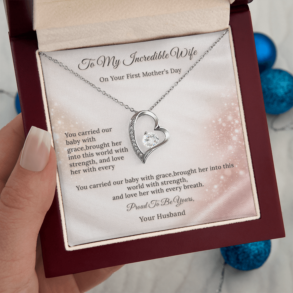 Forever Love Necklace for Wife First Mothers Day Gift | Message Card | Romantic