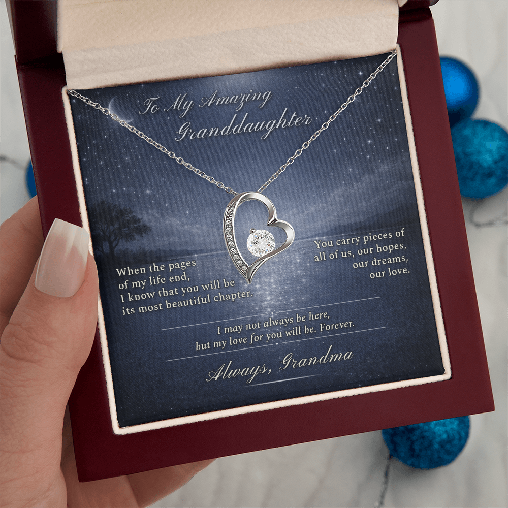Granddaughter Necklace Gift From Grandma I Love You | Message Card | Heart Pendant