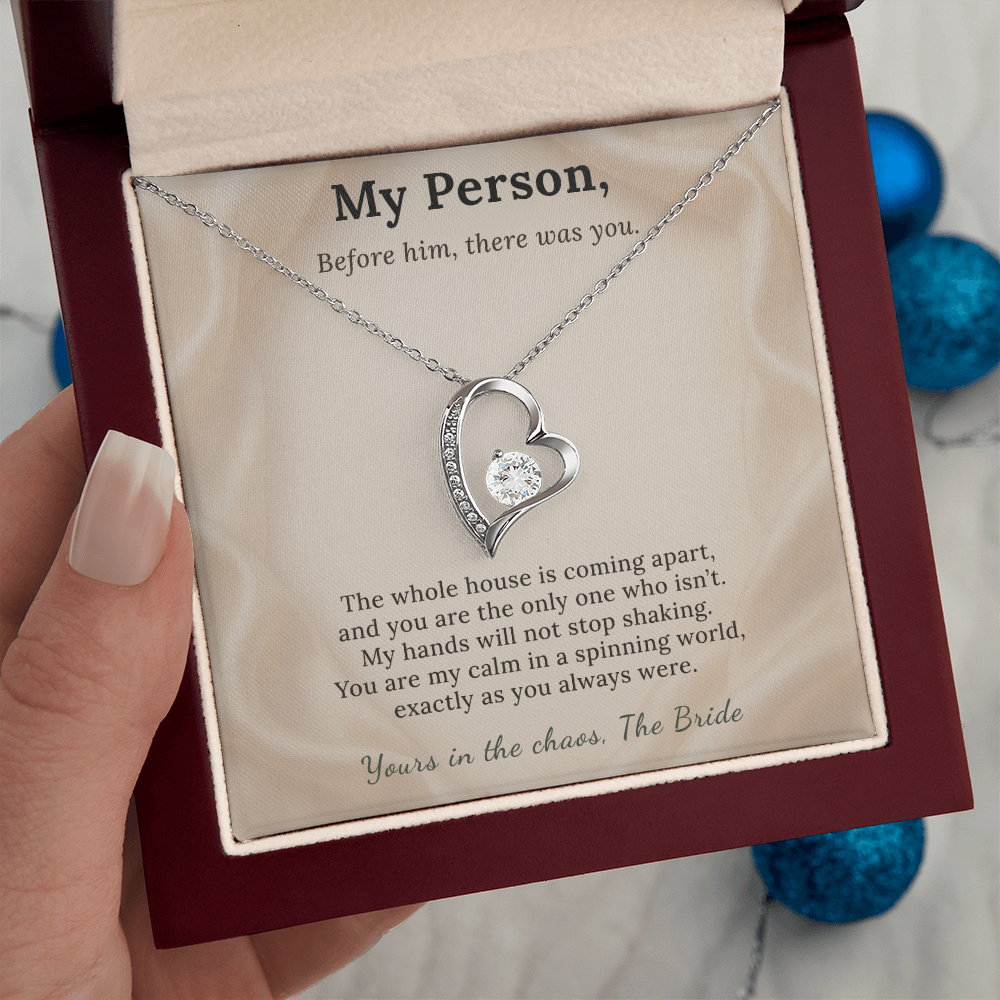 Best Friend Necklace Wedding Day Gift From Bride | Message Card | Heart Pendant Keepsake