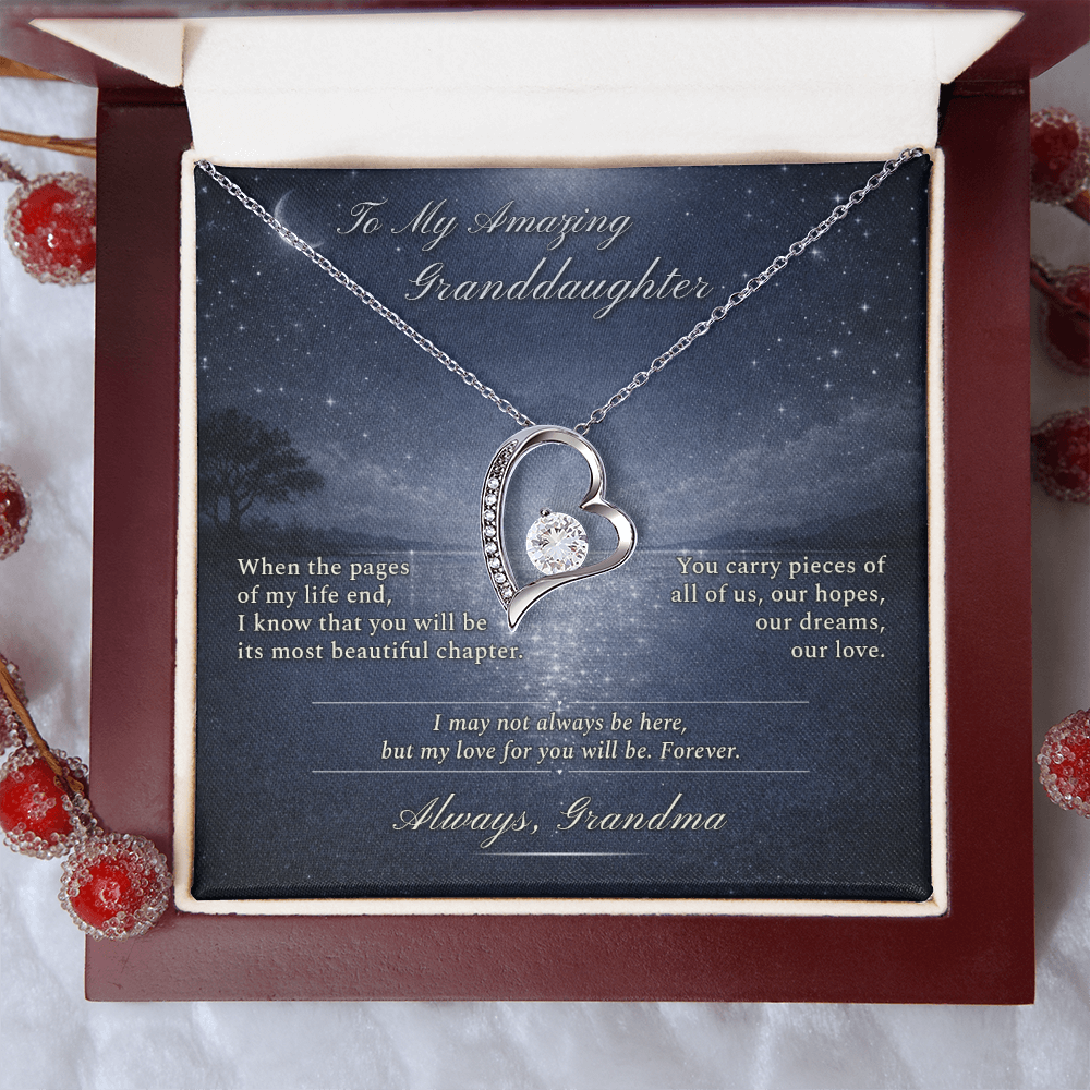 Granddaughter Necklace Gift From Grandma I Love You | Message Card | Heart Pendant