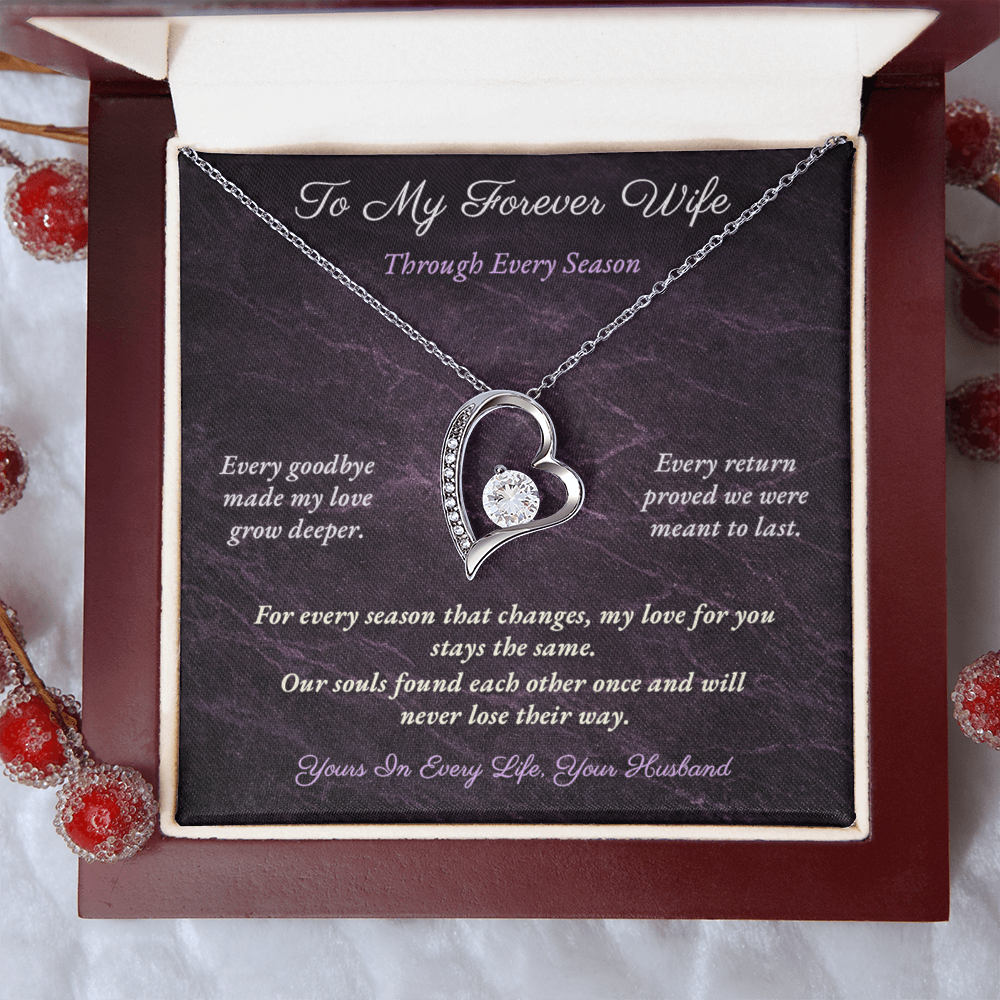Forever Love Necklace for Military Wife Gift | Message Card | Romantic Heart Jewelry