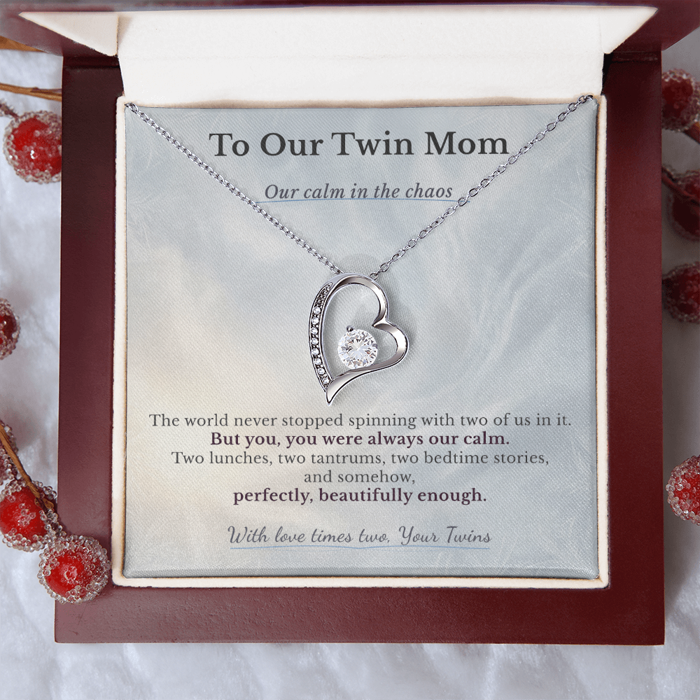 Gift For Twin Mom From Husband | Message Card | Heart Pendant Anniversary Love