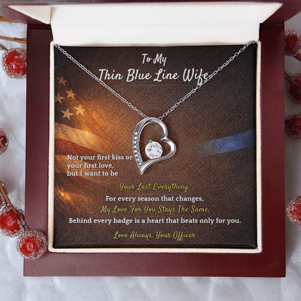 Forever Love Necklace for Police Wife Homecoming Gift | Message Card | Deployment