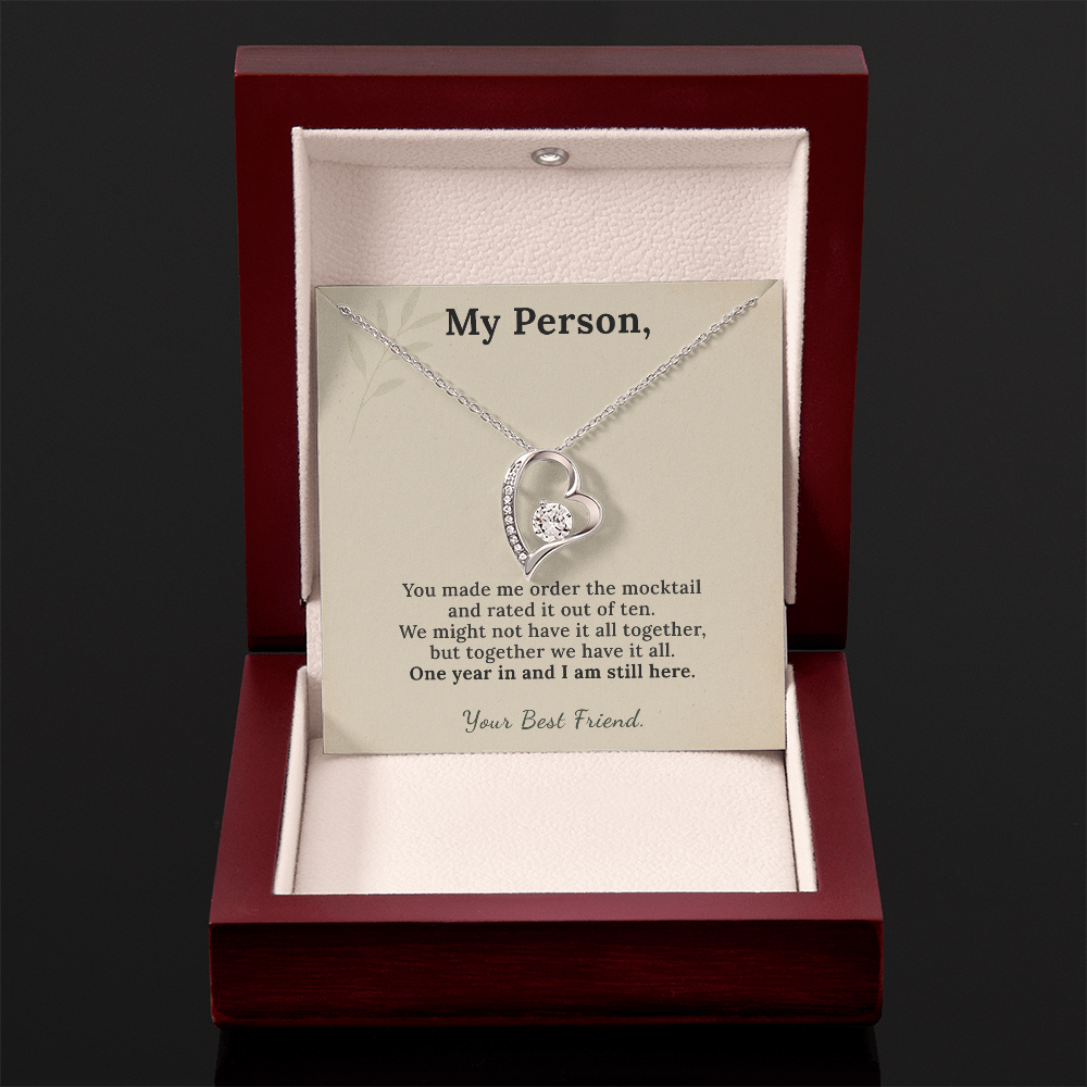 Sober Friend Necklace One Year Sobriety Gift | Message Card | Heart Pendant Keepsake
