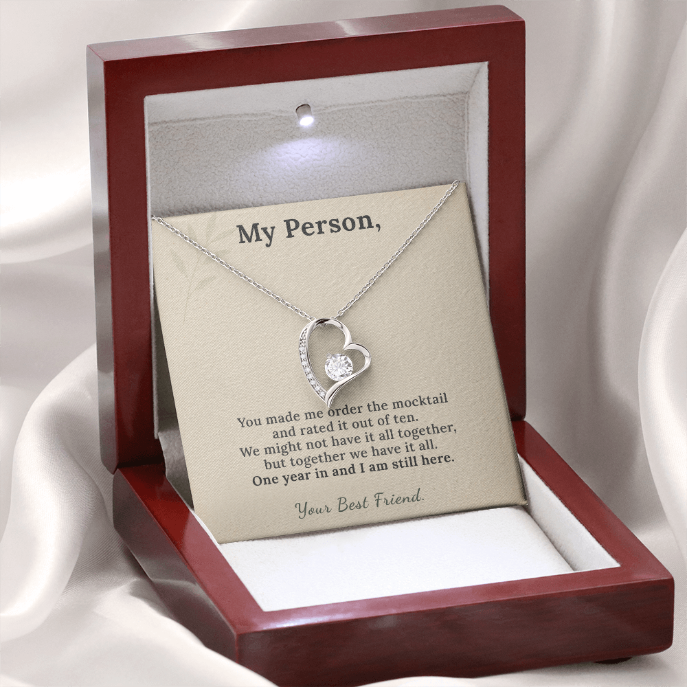 Sober Friend Necklace One Year Sobriety Gift | Message Card | Heart Pendant Keepsake
