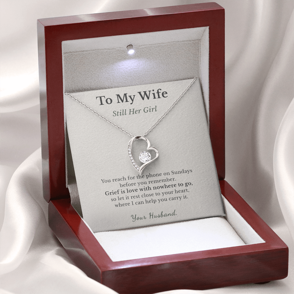 Motherless Daughter Necklace Sympathy Gift From Husband | Message Card | Heart Pendant Keepsake