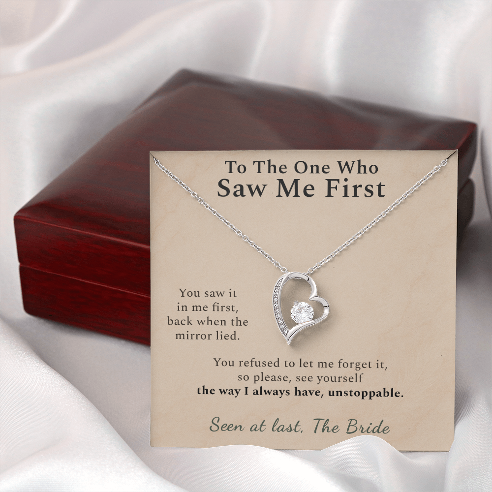 Bridesmaid Necklace Appreciation Gift From Bride | Message Card | Heart Pendant Keepsake