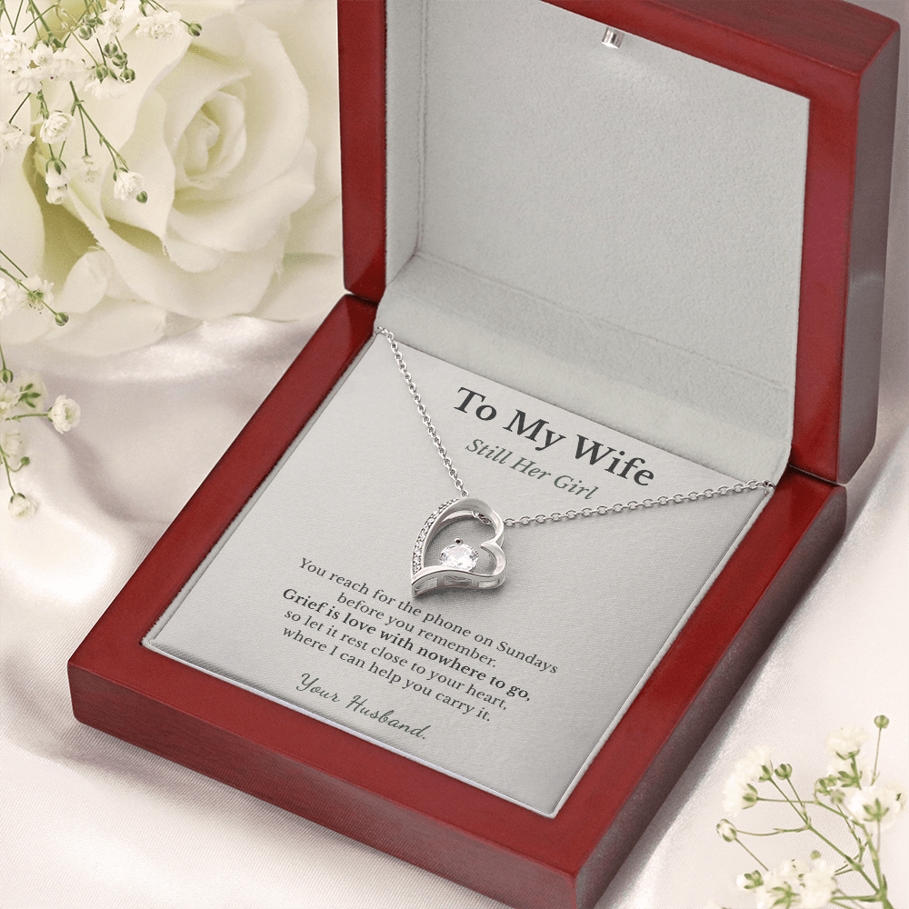 Motherless Daughter Necklace Sympathy Gift From Husband | Message Card | Heart Pendant Keepsake