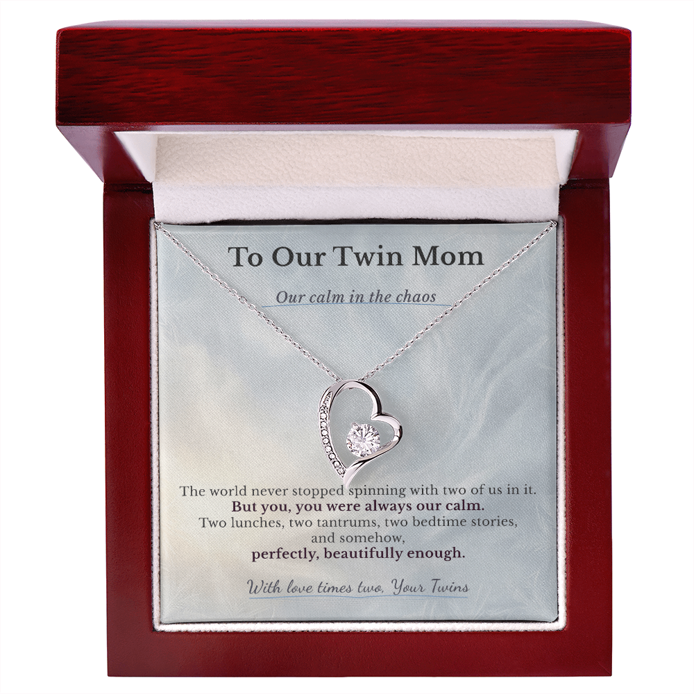 Gift For Twin Mom From Husband | Message Card | Heart Pendant Anniversary Love