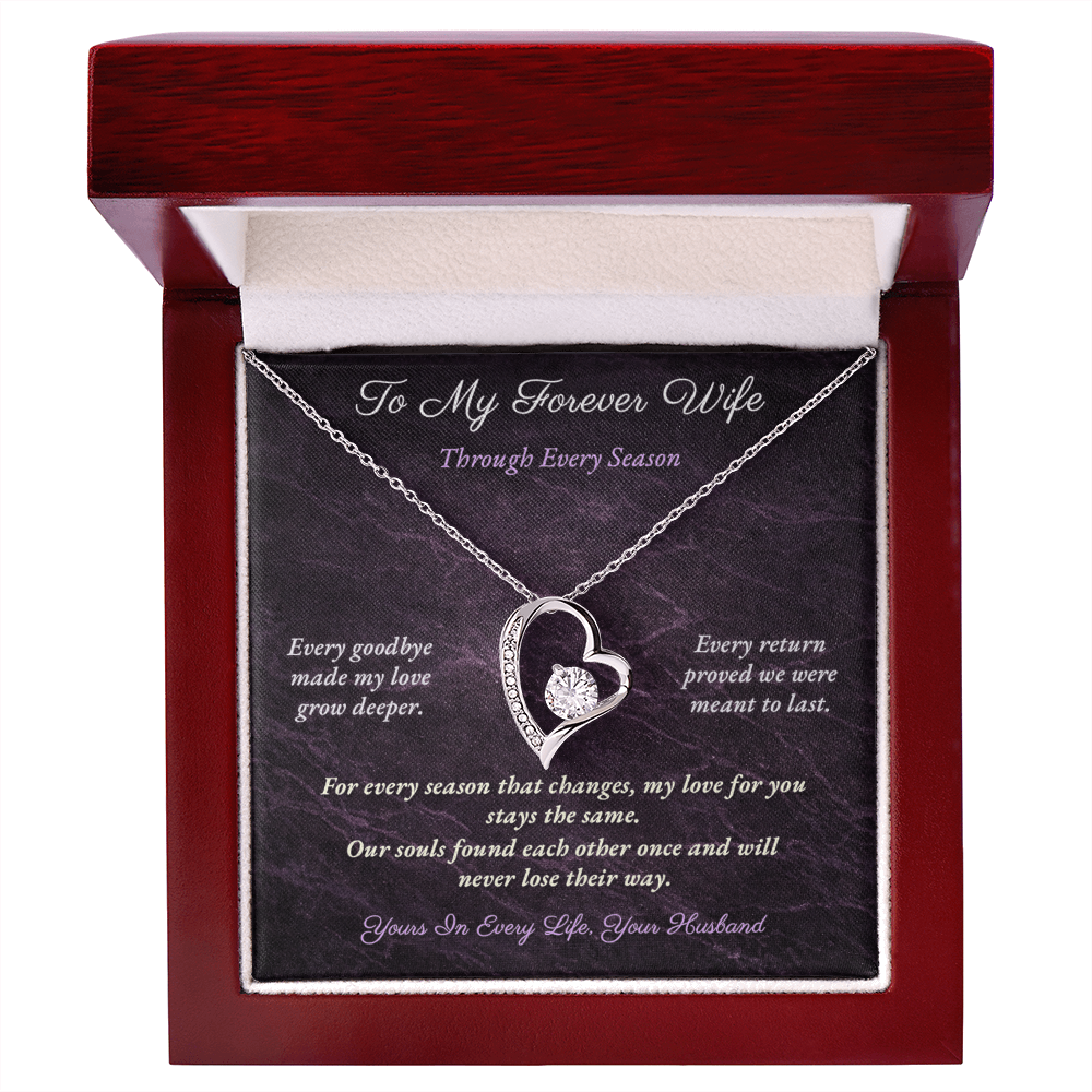 Forever Love Necklace for Military Wife Gift | Message Card | Romantic Heart Jewelry