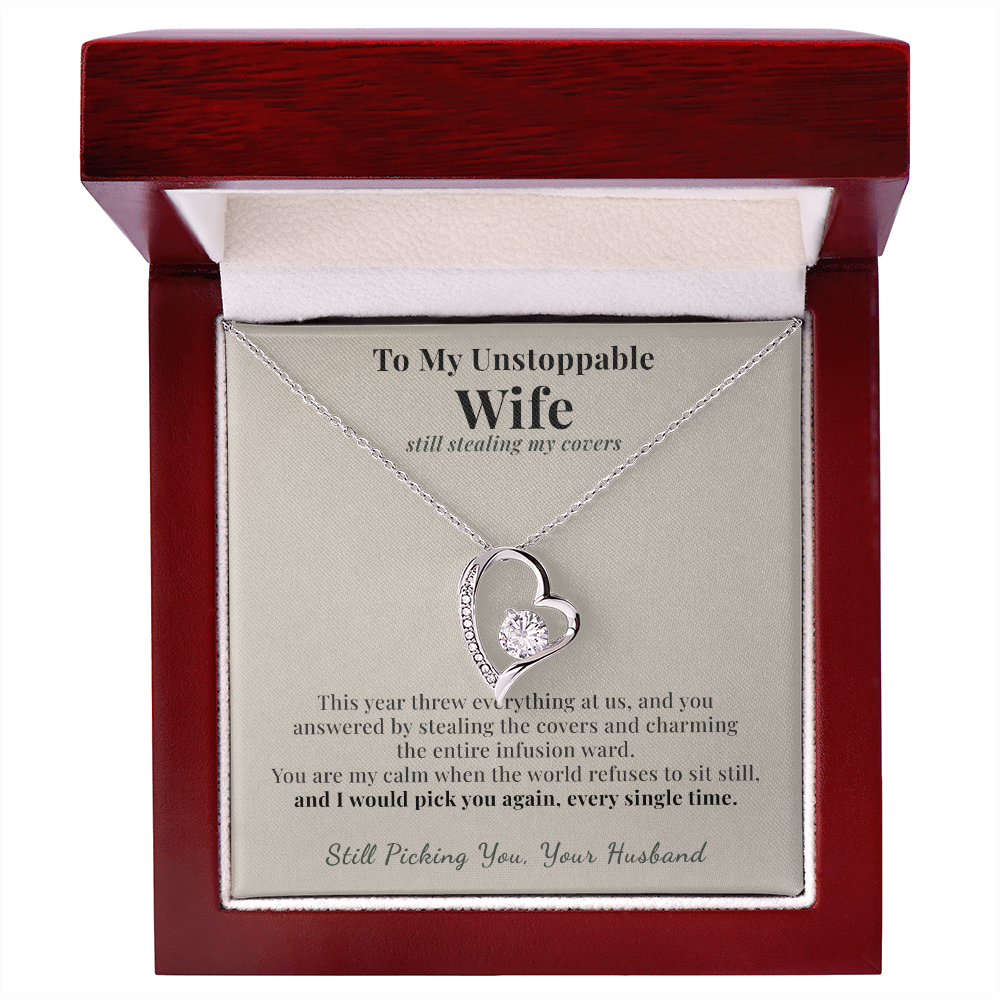 Breast Cancer Survivor Wife Necklace Encouragement Gift From Husband | Message Card | Heart Pendant