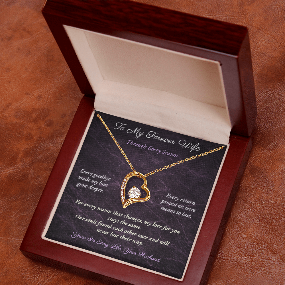 Forever Love Necklace for Military Wife Gift | Message Card | Romantic Heart Jewelry
