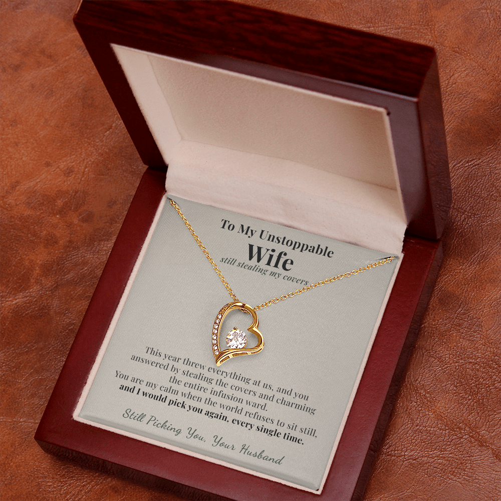 Breast Cancer Survivor Wife Necklace Encouragement Gift From Husband | Message Card | Heart Pendant
