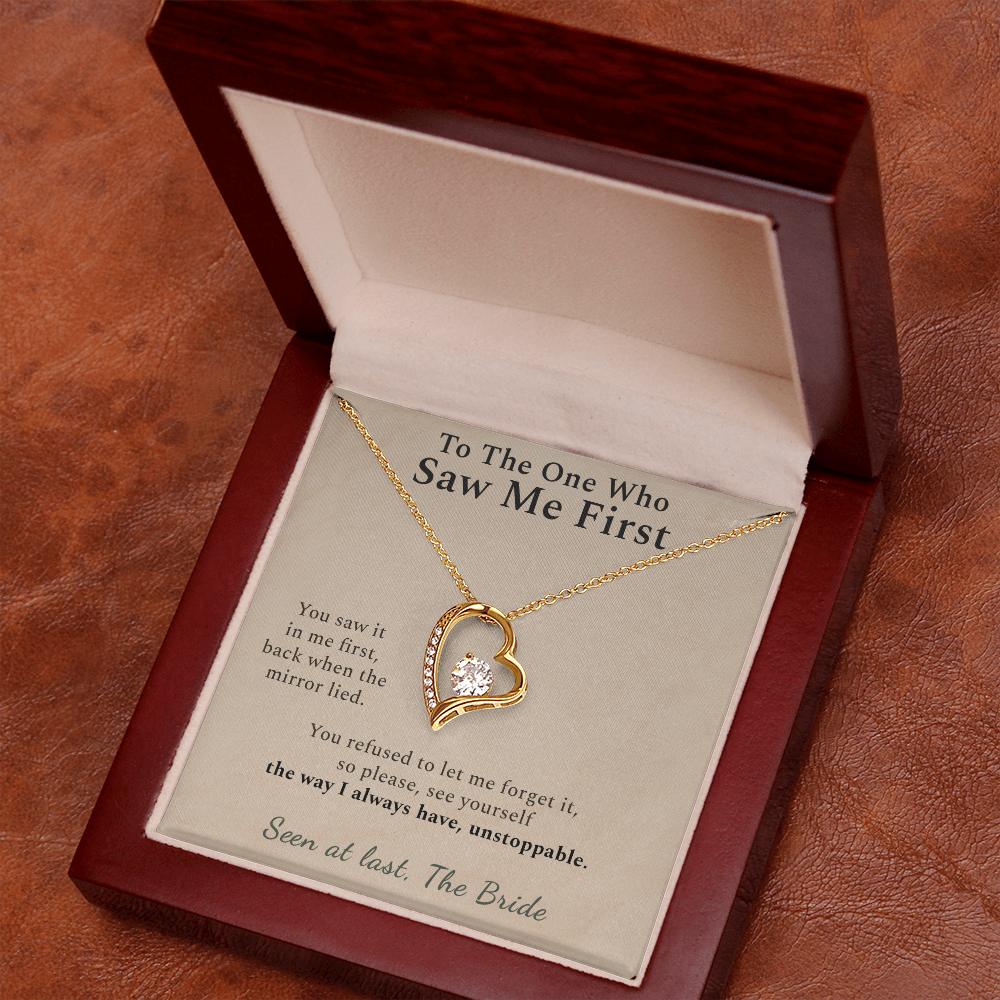 Bridesmaid Necklace Appreciation Gift From Bride | Message Card | Heart Pendant Keepsake