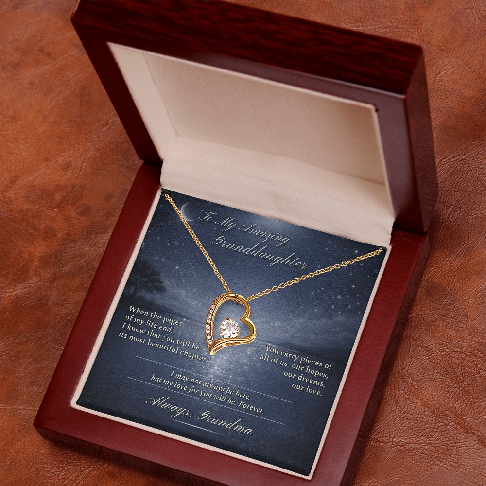 Granddaughter Necklace Gift From Grandma I Love You | Message Card | Heart Pendant