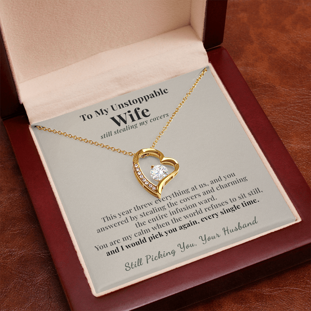 Breast Cancer Survivor Wife Necklace Encouragement Gift From Husband | Message Card | Heart Pendant
