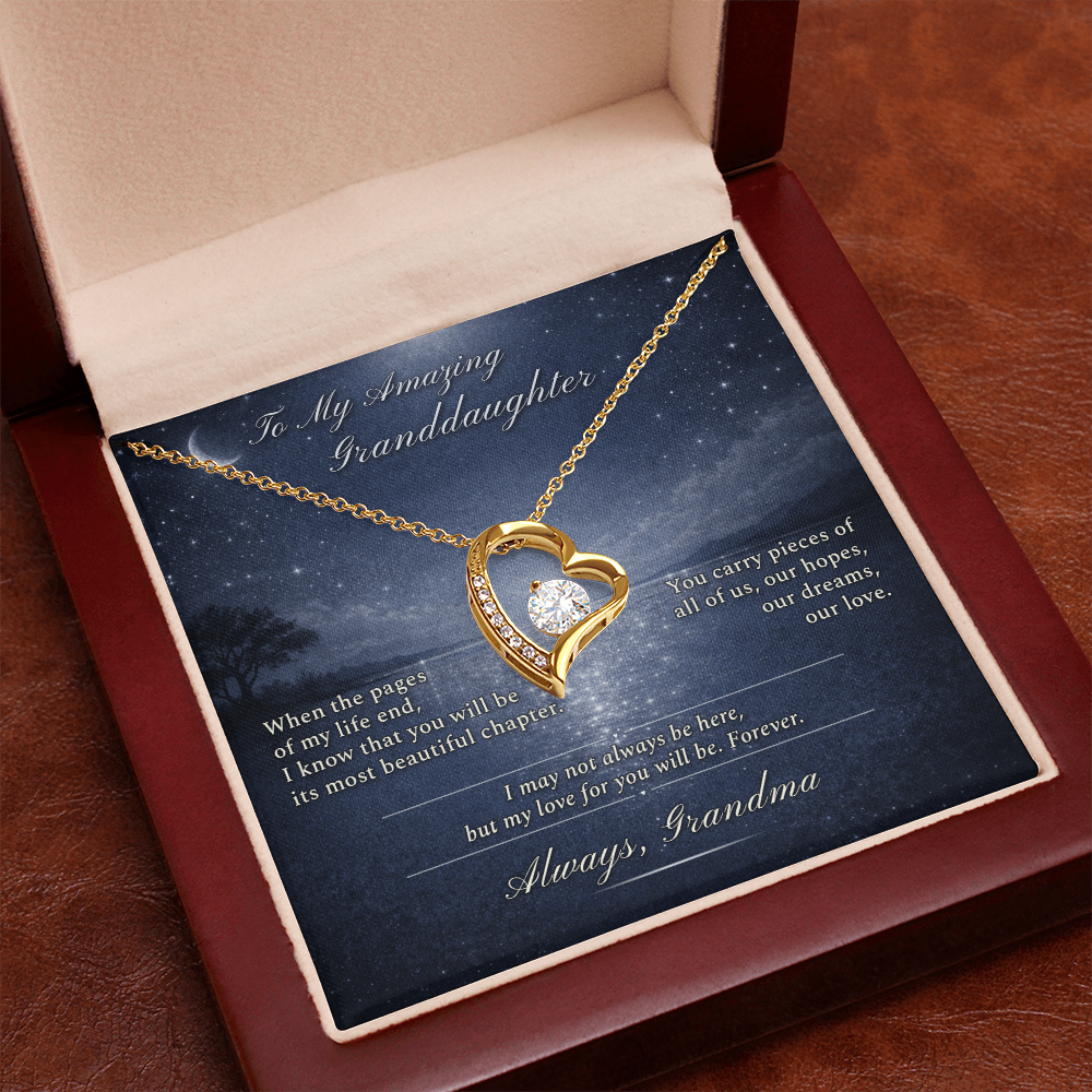 Granddaughter Necklace Gift From Grandma I Love You | Message Card | Heart Pendant