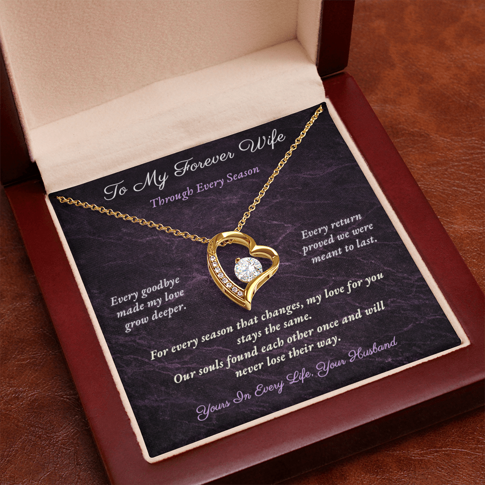 Forever Love Necklace for Military Wife Gift | Message Card | Romantic Heart Jewelry