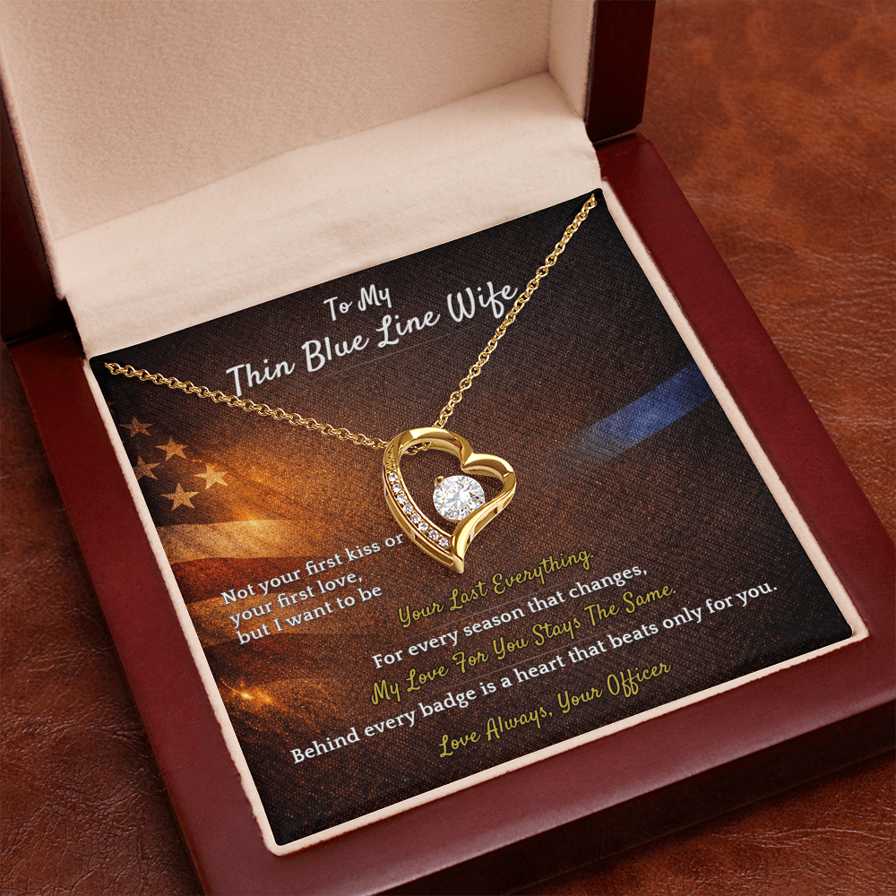 Forever Love Necklace for Police Wife Homecoming Gift | Message Card | Deployment
