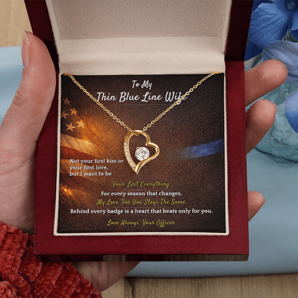 Forever Love Necklace for Police Wife Homecoming Gift | Message Card | Deployment