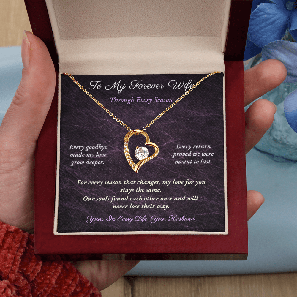 Forever Love Necklace for Military Wife Gift | Message Card | Romantic Heart Jewelry