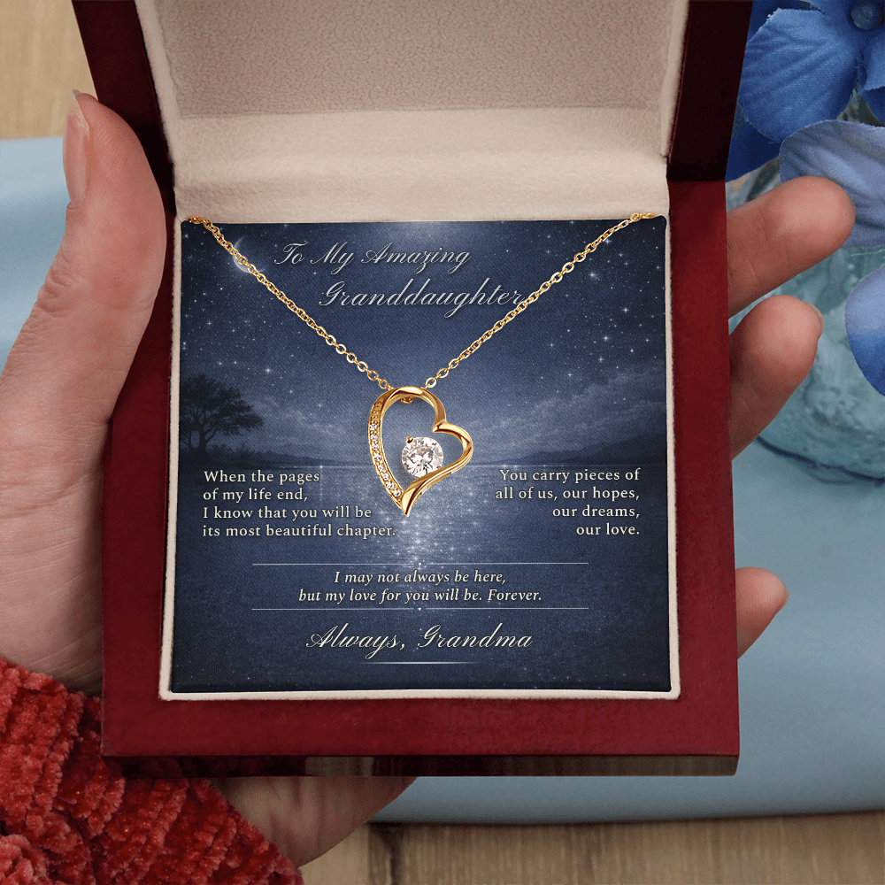 Granddaughter Necklace Gift From Grandma I Love You | Message Card | Heart Pendant