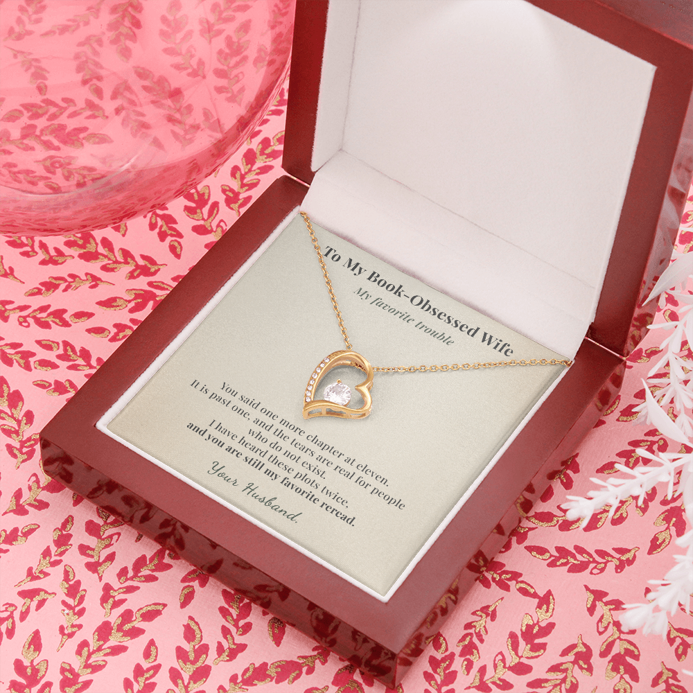 Book Lover Wife Necklace Romantic Gift From Husband | Message Card | Heart Pendant Keepsake