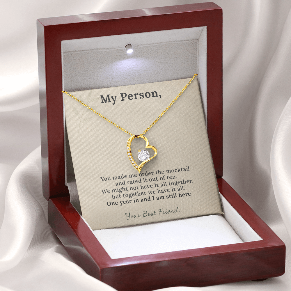 Sober Friend Necklace One Year Sobriety Gift | Message Card | Heart Pendant Keepsake