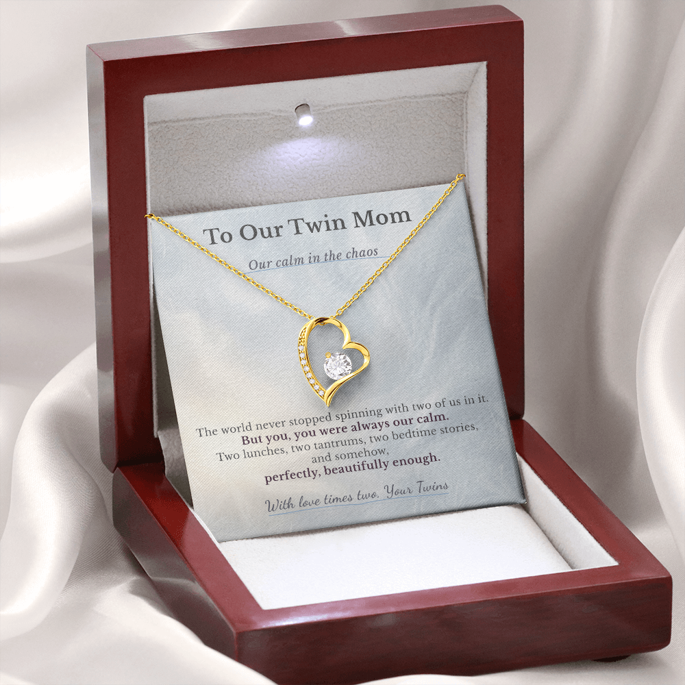 Gift For Twin Mom From Husband | Message Card | Heart Pendant Anniversary Love