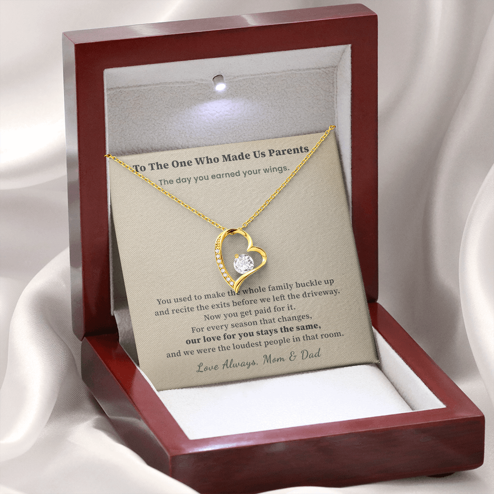 Daughter Flight Attendant Necklace Graduation Gift From Parents | Message Card | Heart Pendant Wings